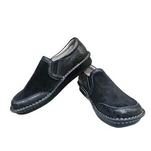 Black Clogs Alegria Brook Size EU 41 US 10.5-11 Suede Rose Floral Leather